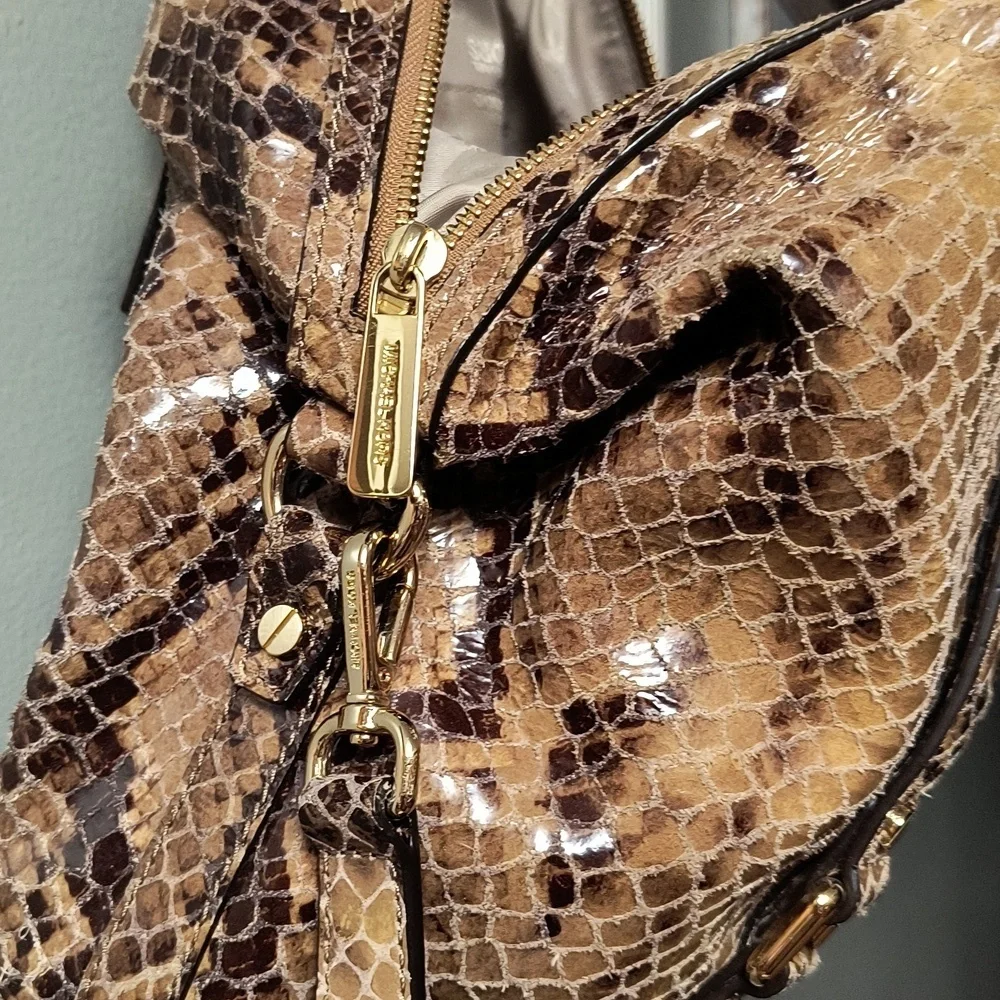 Michael Kors Tan Snake Print Shoulder Bag